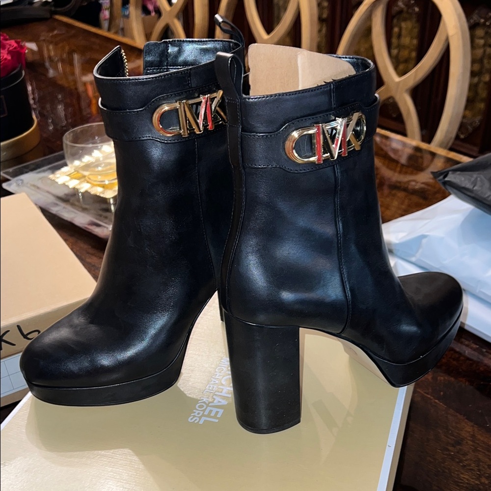 Michael Kors Black Boots with Gold Accent